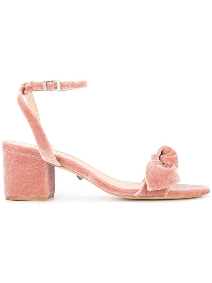 Schutz Bow Upper Velvet Sandals - Pink & Purple