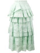Frill Layered Skirt - Women - Ramie/polyamide - 42, Green, Ramie/polyamide, Ermanno Scervino