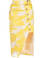 Self-portrait Filcoupé Asymmetric Skirt, Women's, Size: 8, Yellow/orange, Nylon/polyester/cotton