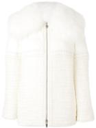 Moncler Gamme Rouge Embellished Fur Trimmed Jacket, Women's, Size: 2, White, Silk/feather Down/goat Fur/virgin Wool