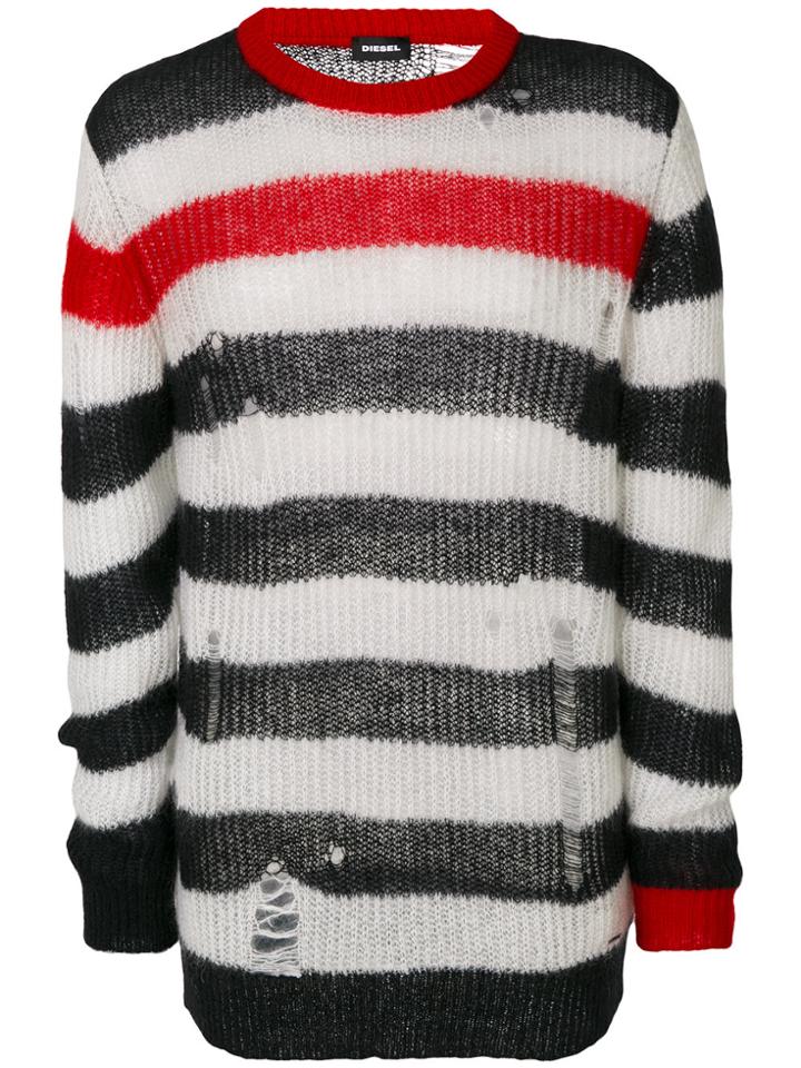 Diesel Distressed Striped Sweater - Multicolour