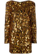Balmain Contrast Leopard Print Dress - Yellow & Orange