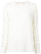 See By Chloé Ruffle Trim Blouse, Women's, Size: 40, White, Silk