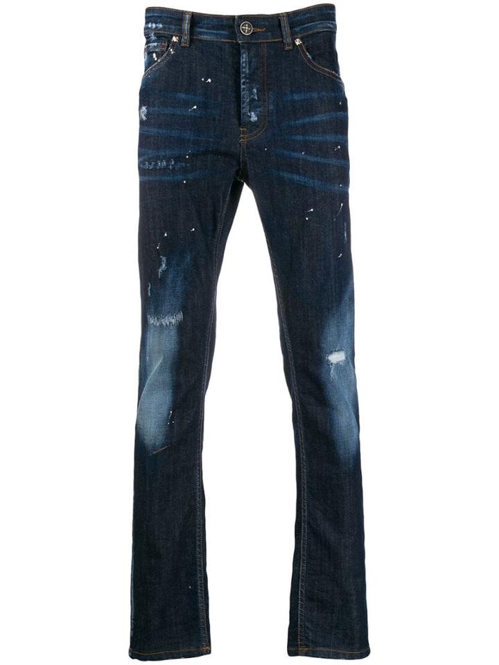 John Richmond Distressed Detail Slim-fit Jeans - Blue