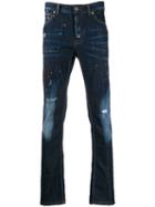John Richmond Distressed Detail Slim-fit Jeans - Blue