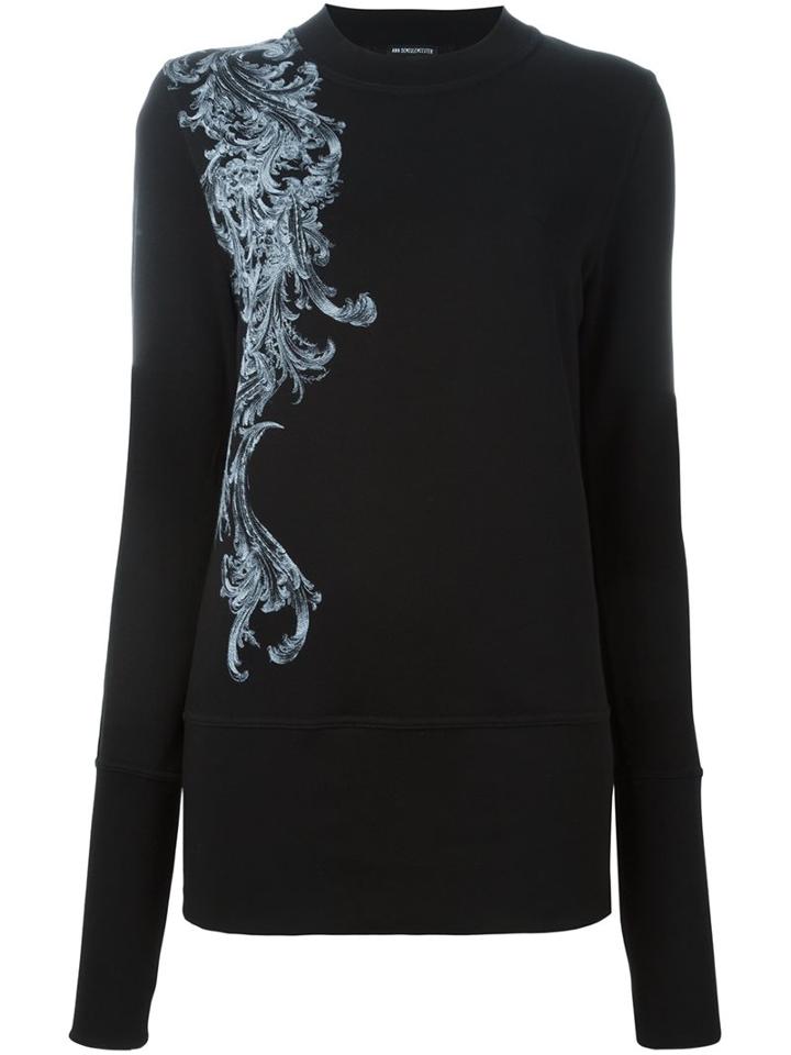 Ann Demeulemeester Baroque Print Sweatshirt, Women's, Size: 38, Black, Cotton/lyocell