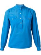 Yves Saint Laurent Vintage Mandarin Collar Blouse, Women's, Size: 38, Blue