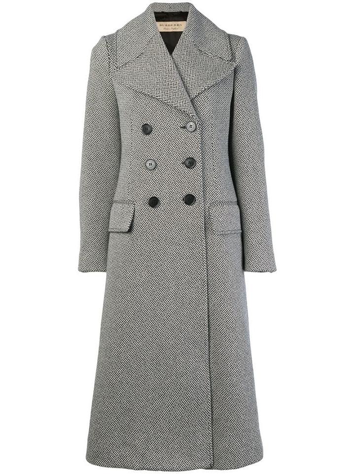 Burberry Herringbone Wool Blend Tailored Coat - Black