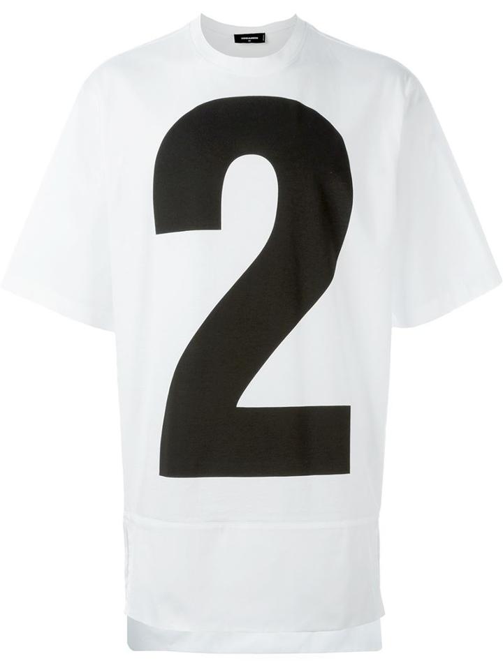 Dsquared2 Number Two Print T-shirt, Men's, Size: 48, White, Cotton