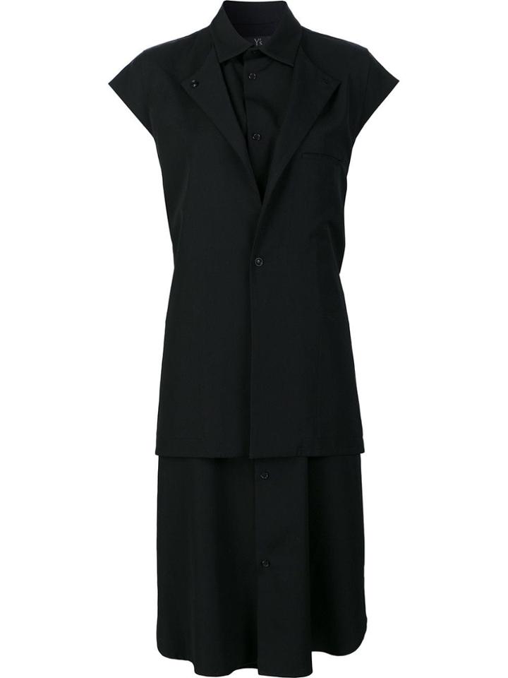 Y's Layered Shirt Dress - Black