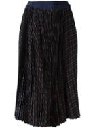 Sacai - Pleated Striped Skirt - Women - Cupro - 2, Women's, Blue, Cupro