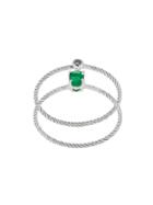 Wouters & Hendrix Gold Emerald & Diamond Set Of Two Rings - Metallic