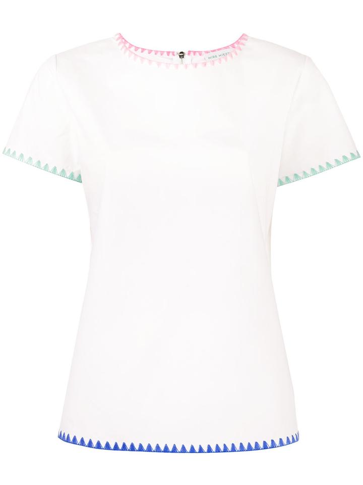 Mira Mikati - Blanket Stitch Top - Women - Cotton/acrylic/wool - 38, White, Cotton/acrylic/wool