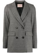 Twin-set Plaid Double-breasted Jacket - Grey
