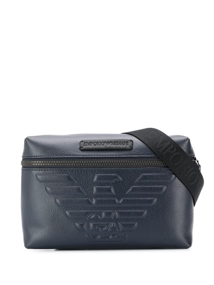 Emporio Armani Embossed Logo Cross Body Bag - Blue