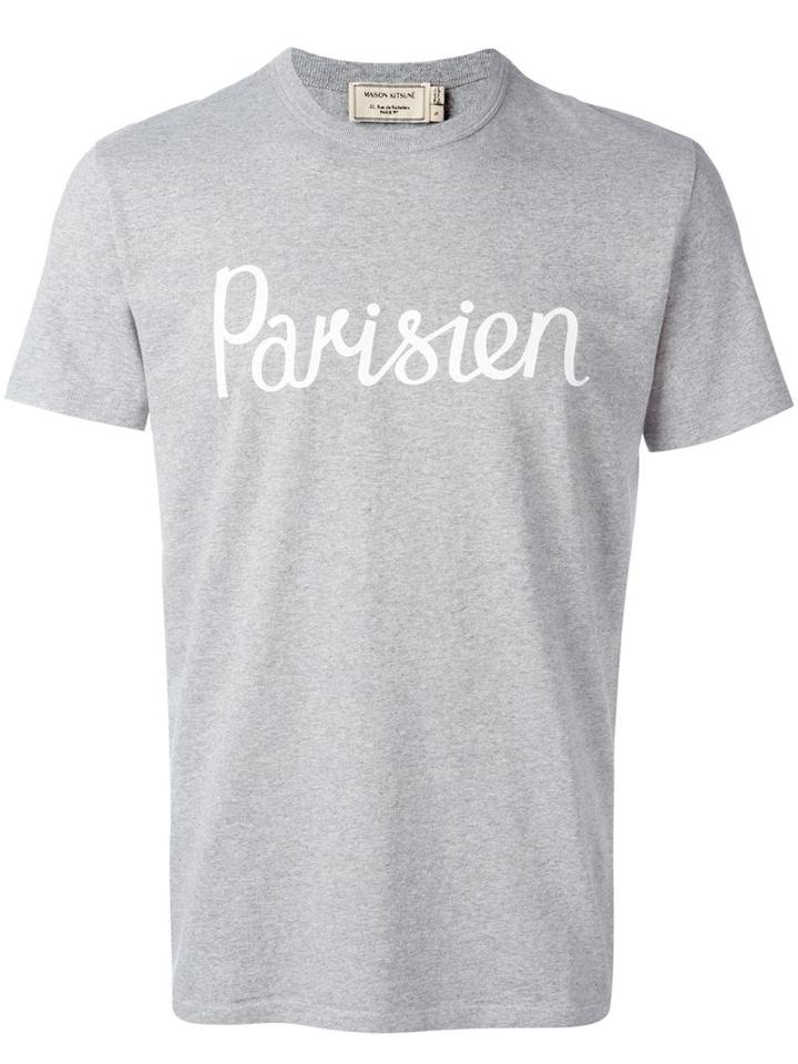 Maison Kitsuné 'parisien' T-shirt, Men's, Size: Medium, Grey, Cotton