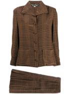Salvatore Ferragamo Vintage 1970's Houndstooth Skirt Set - Brown