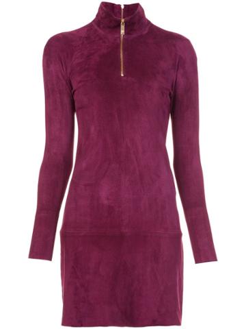 Jitrois Longsleeved Zipped Neck Dress - Pink & Purple