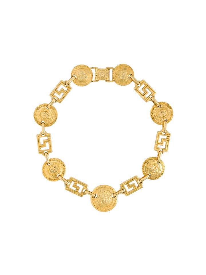 Versace Pre-owned 1990s Logo Charm Necklace - Gold