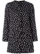 Dolce & Gabbana Polka Dot Print Coat, Women's, Size: 40, Black, Silk/polyester/spandex/elastane