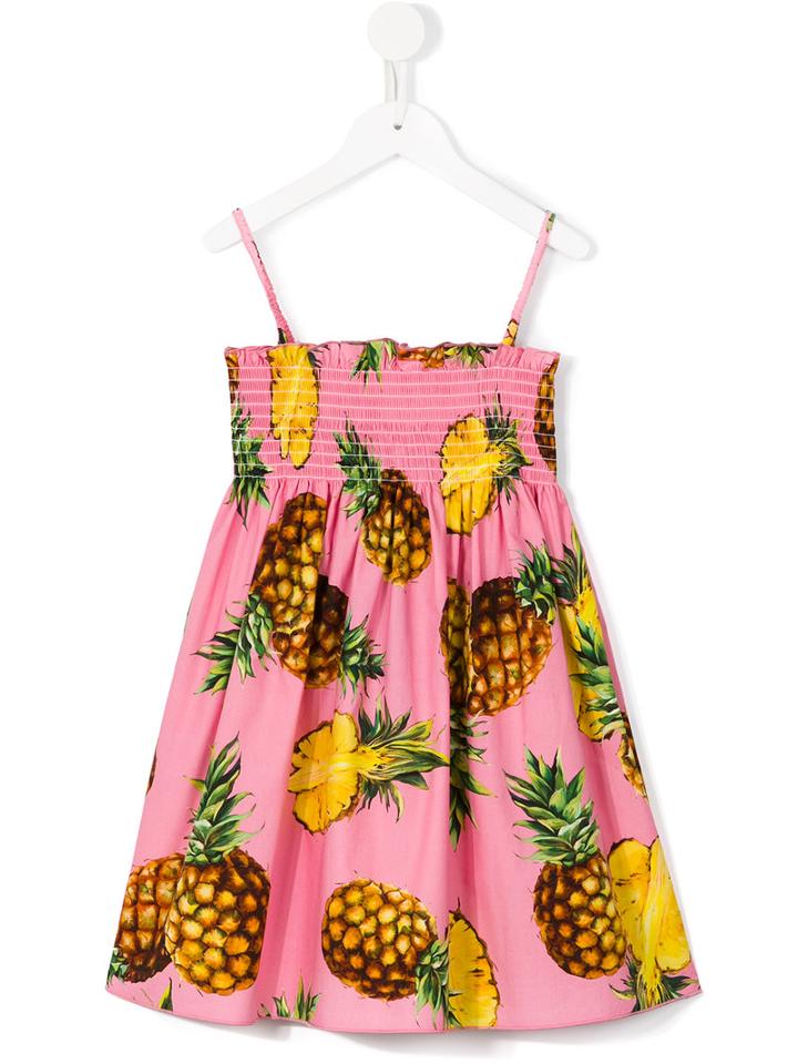 Dolce & Gabbana Kids Pineapple Print Dress, Girl's, Size: 12 Yrs, Pink/purple