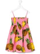 Dolce & Gabbana Kids Pineapple Print Dress, Girl's, Size: 12 Yrs, Pink/purple