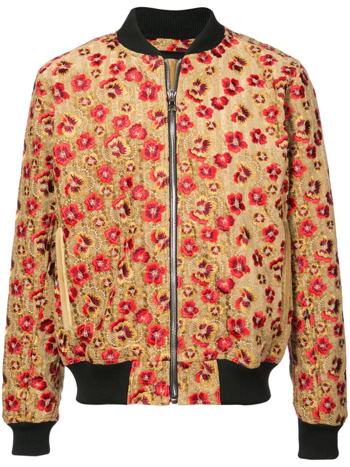 Philip Ayler Floral Bomber Jacket - Yellow & Orange