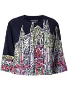 Boutique Moschino Church Print Cropped Jacket, Women's, Size: 42, Black, Polyester/other Fibers