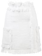 Msgm Frayed Tweed Skirt - White