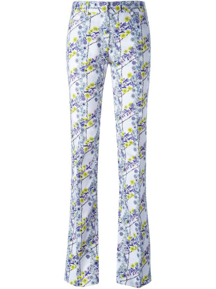Giamba Floral Print Trousers, Women's, Size: 40, Pink/purple, Cotton/spandex/elastane