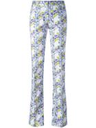 Giamba Floral Print Trousers, Women's, Size: 40, Pink/purple, Cotton/spandex/elastane