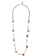 Saint Laurent Tribal Necklace With Red Beads - Black