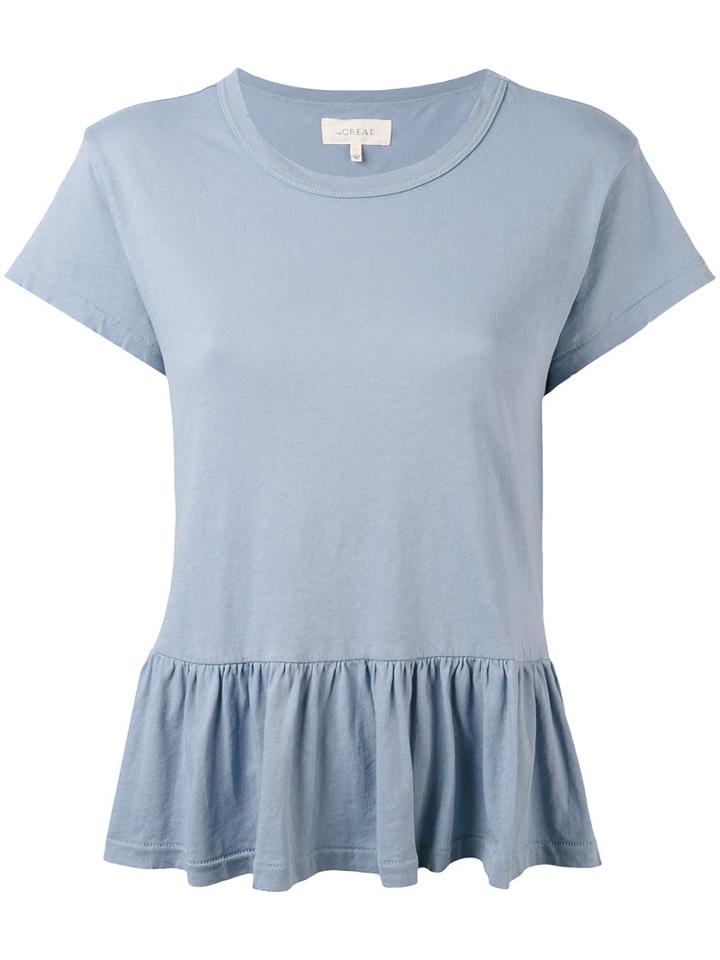 The Great - Peplum T-shirt - Women - Cotton - Xs, Blue, Cotton