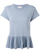 The Great - Peplum T-shirt - Women - Cotton - Xs, Blue, Cotton