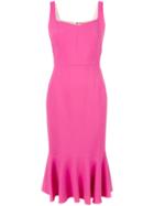 Dolce & Gabbana Peplum Hem Midi Dress, Women's, Size: 44, Pink/purple, Cotton/viscose/acetate/polyamide
