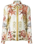 Versace Collection Starfish Print Shirt, Women's, Size: 38, Nude/neutrals, Silk