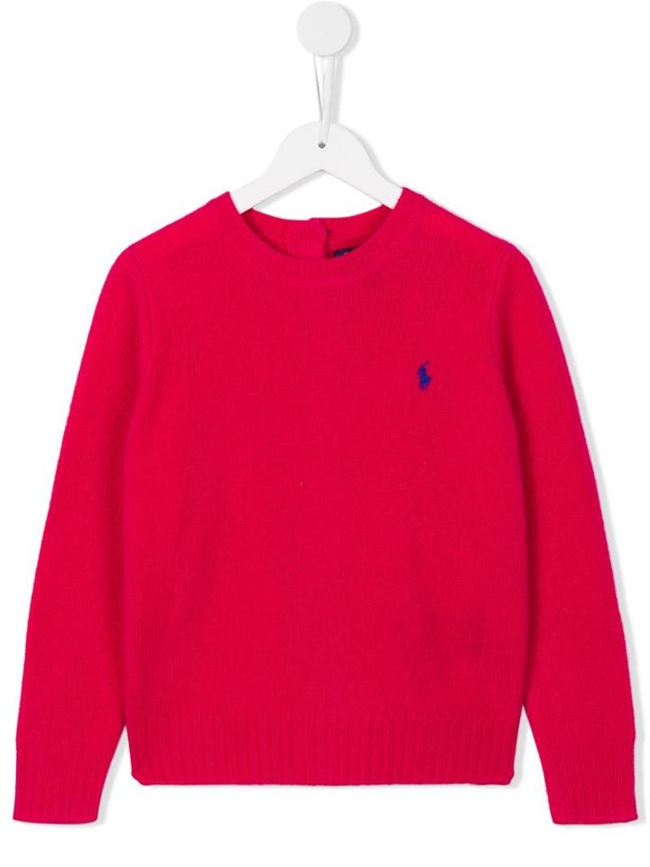 Ralph Lauren Kids Crew Neck Jumper, Girl's, Size: 7 Yrs, Pink/purple