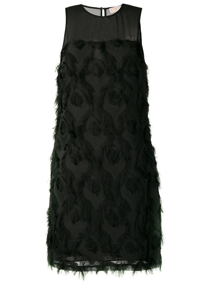 Michael Michael Kors Feather Embroidered Shift Dress - Black