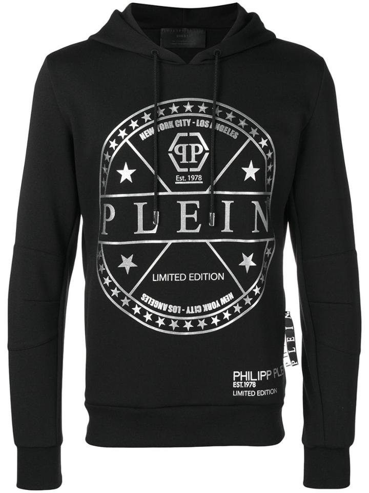 Philipp Plein Printed Logo Hoodie - Black