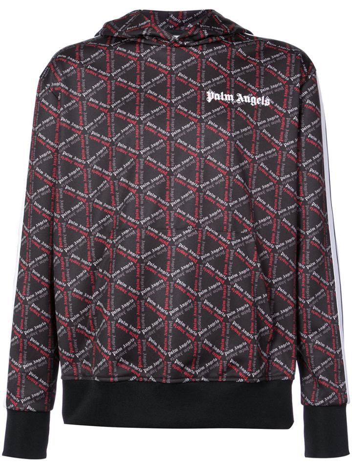 Palm Angels Night Monogram-print Hoodie - Black