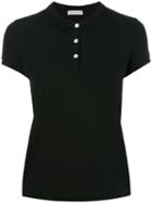 Moncler Cut Out Collar Polo Shirt, Women's, Size: Medium, Black, Cotton