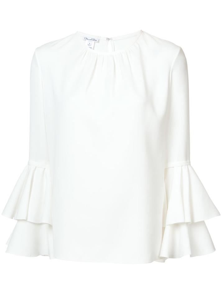 Oscar De La Renta Ruffled Sleeves Blouse - White