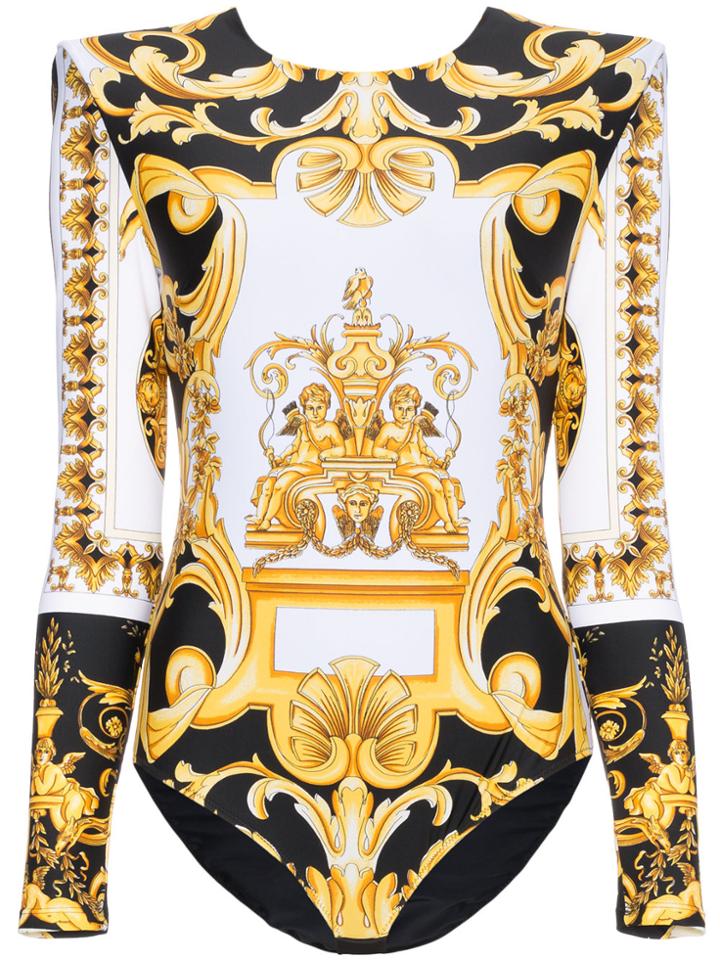 Versace Barocco Ss'92 Print Bodysuit - White
