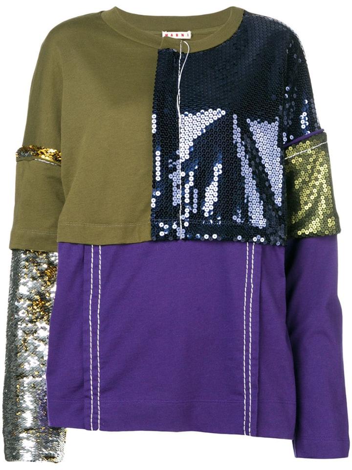 Marni Sequin Patch Jumper - Purple