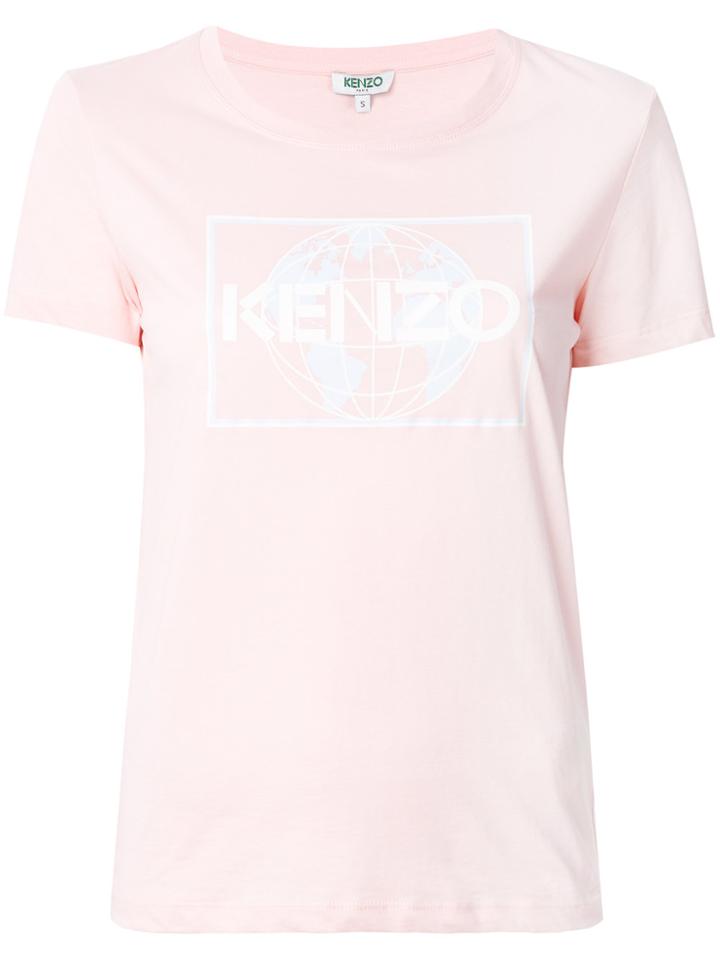 Kenzo World Print T-shirt - Pink & Purple