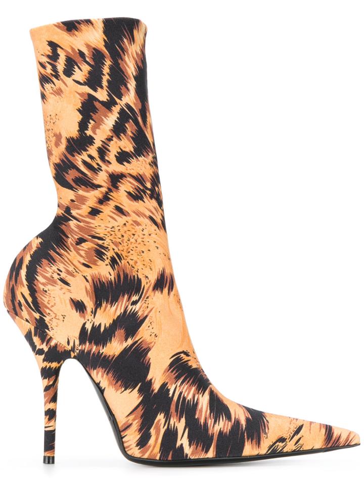 Balenciaga Tiger Knife Booties - Brown