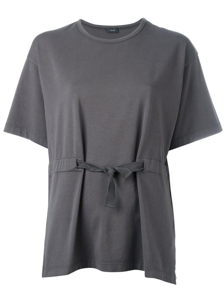 Joseph Tie Detail T-shirt, Women's, Size: Small, Grey, Cotton/spandex/elastane