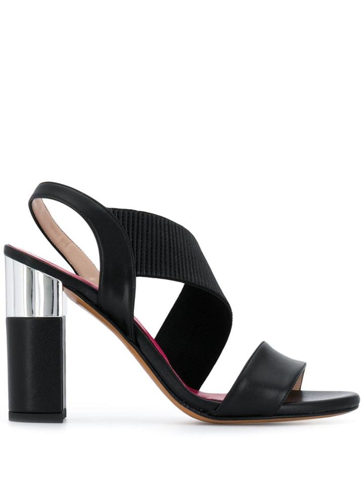 Albano Ribbed Strap Pumps - Black