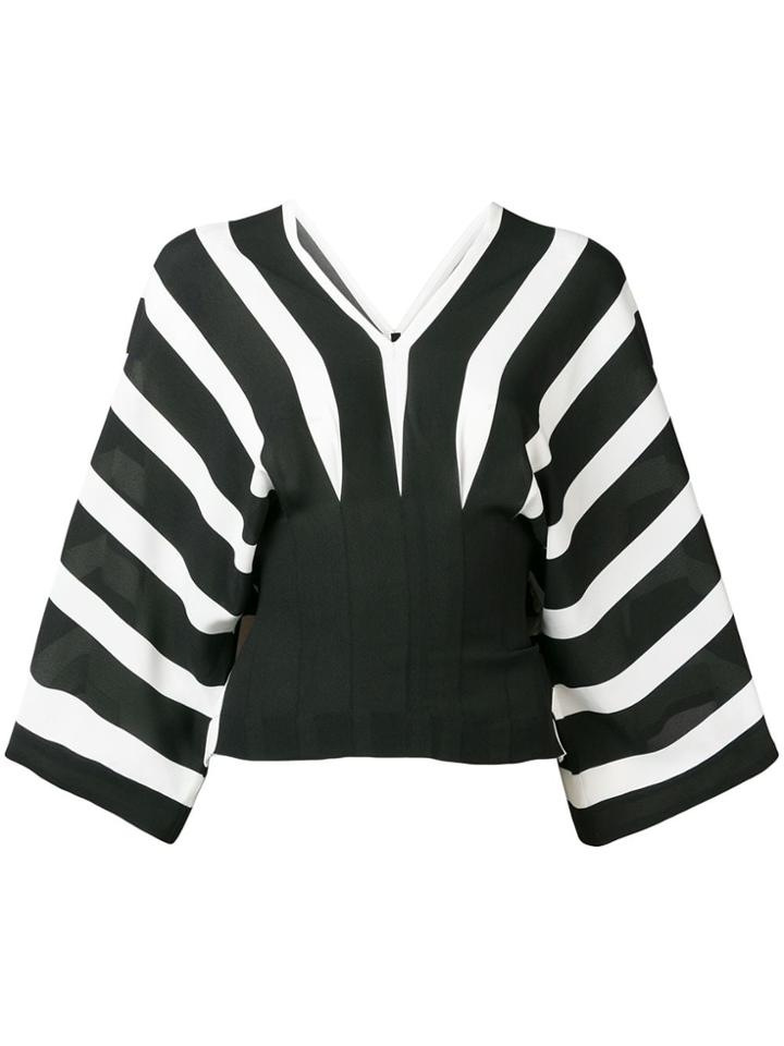 Pierantoniogaspari Striped Wide Sleeve Top - Black