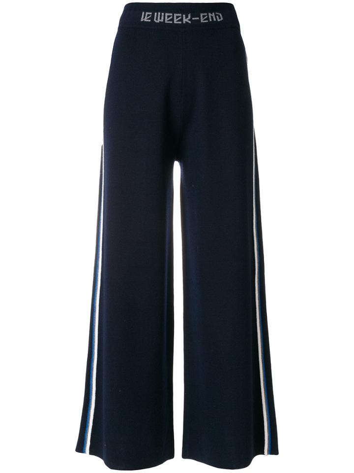 J.won Striped Wide Leg Cropped Trousers - Blue